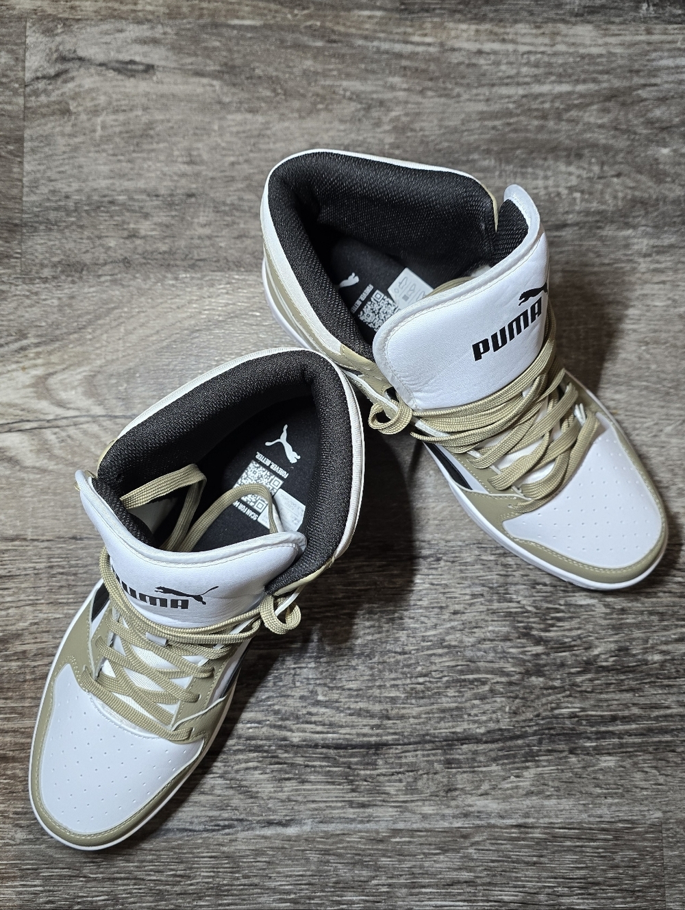 Men's Puma Rebound Layup Sneakers Oak Branch, Black, & White, (US-11.5)